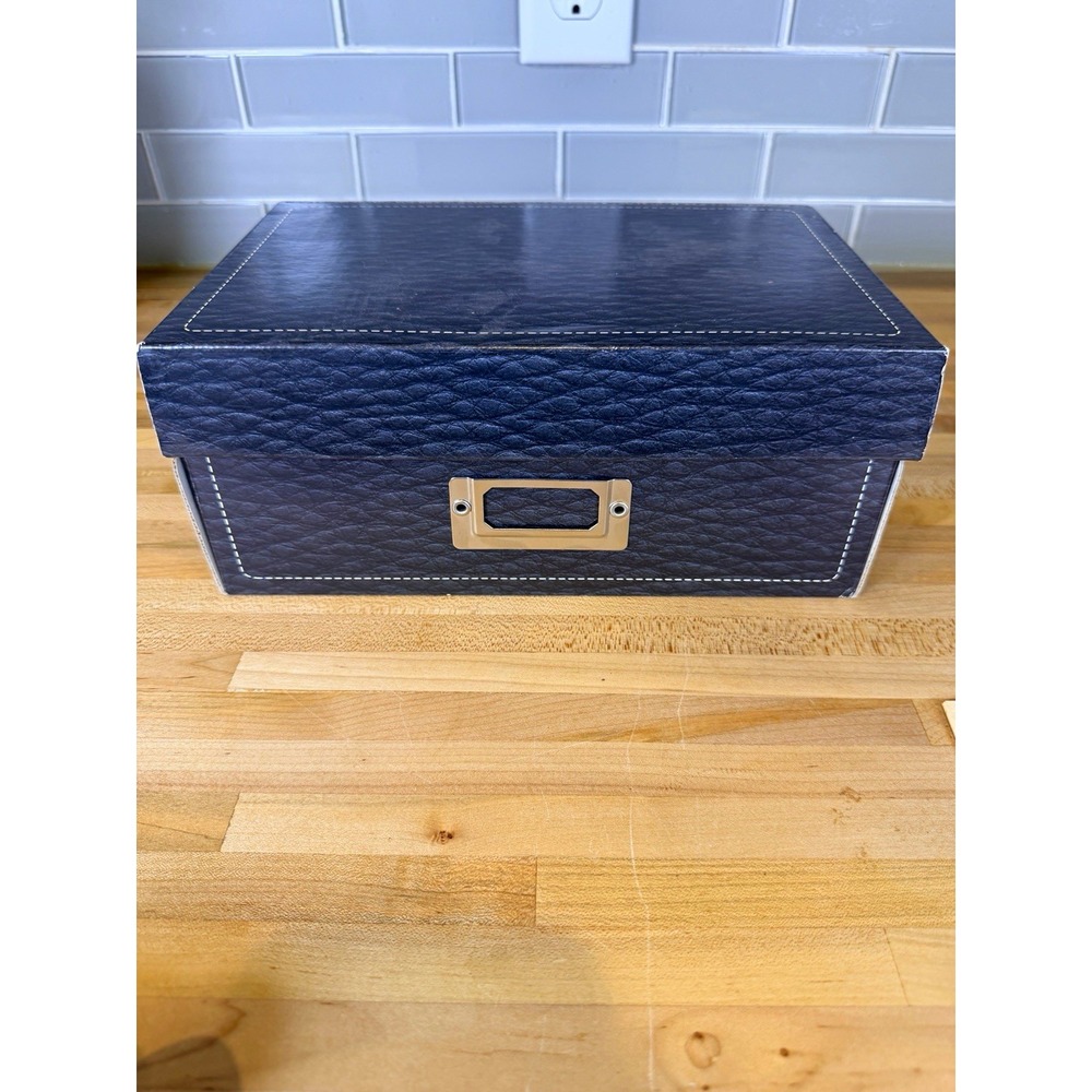 Pioneer Photo Albums Photo Storage Box w/ Index Divider Cards Blue Faux Leather